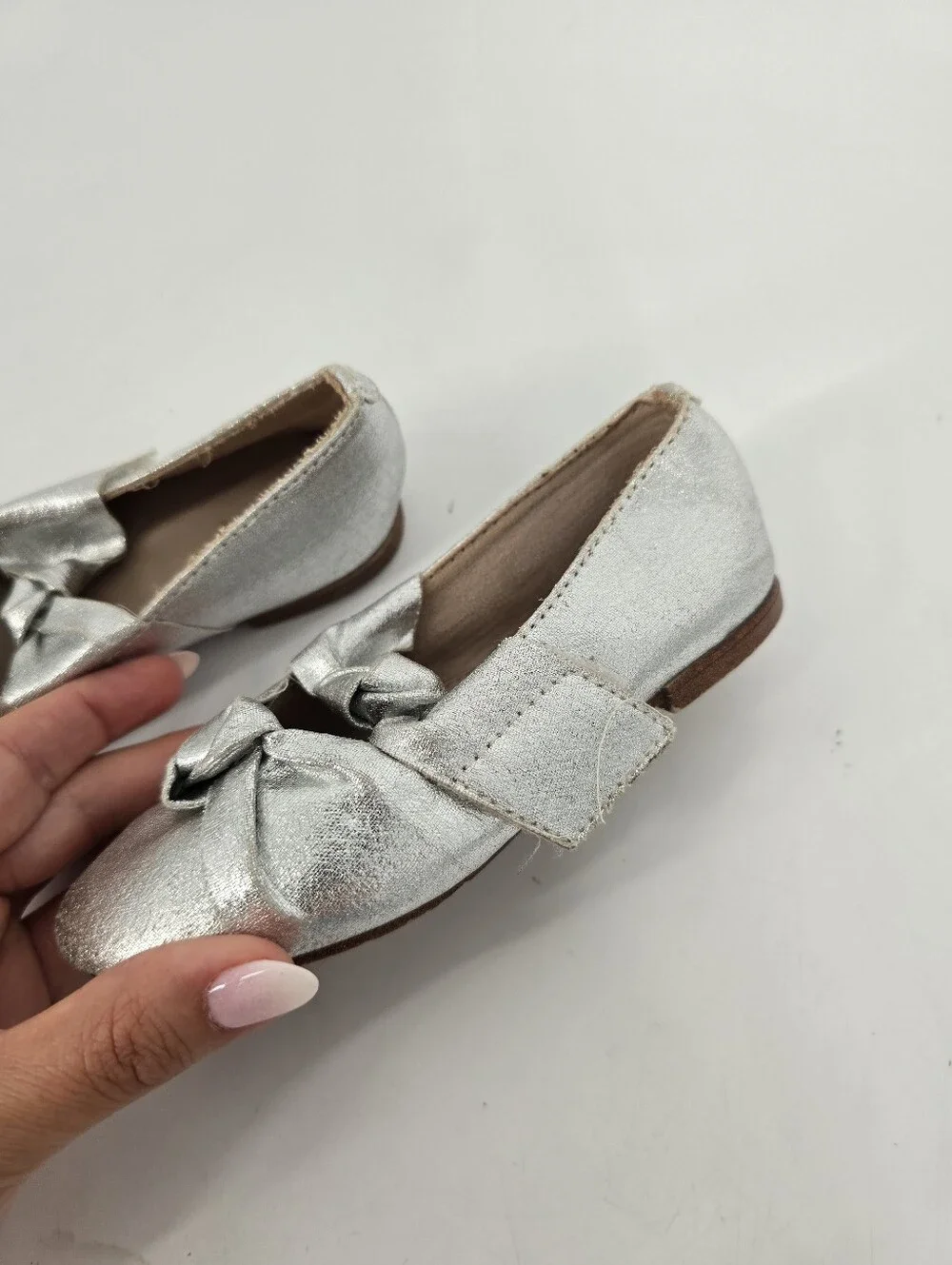 Zara Baby Silver Dress Flats Mary Jane Knot Size 24 US Size 8